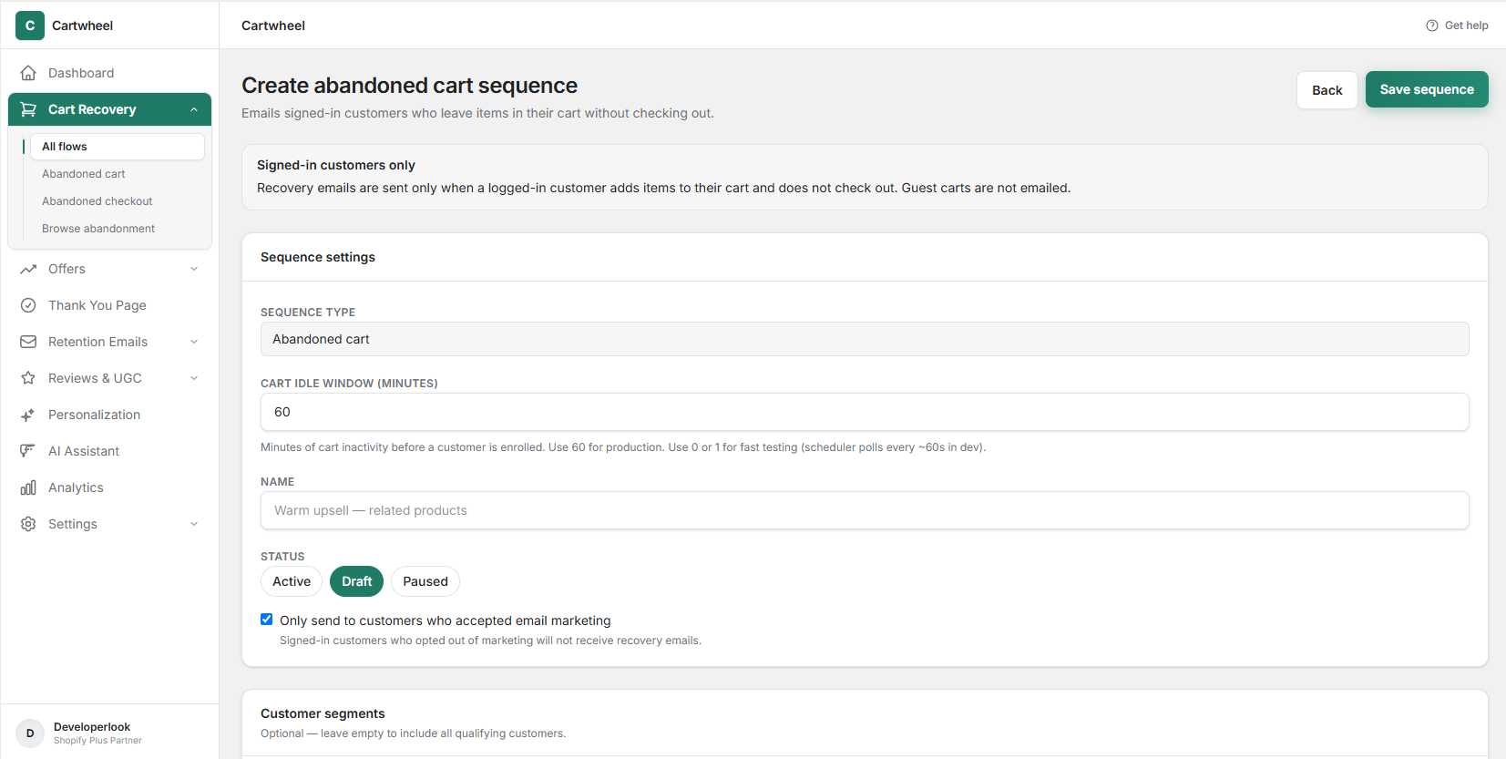 Multi-step automated cart recovery drip sequence