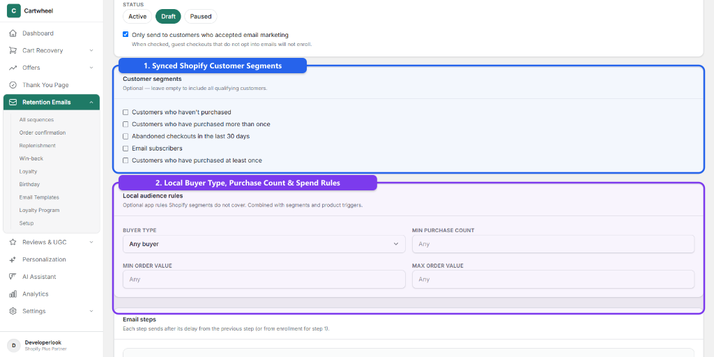 Loyalty audience rules and tier segmentation