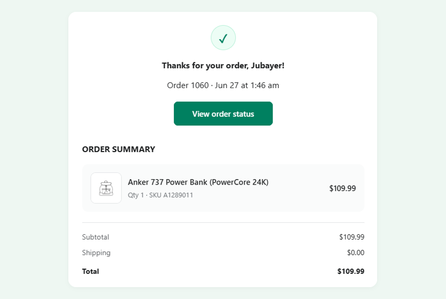 Order Confirmation