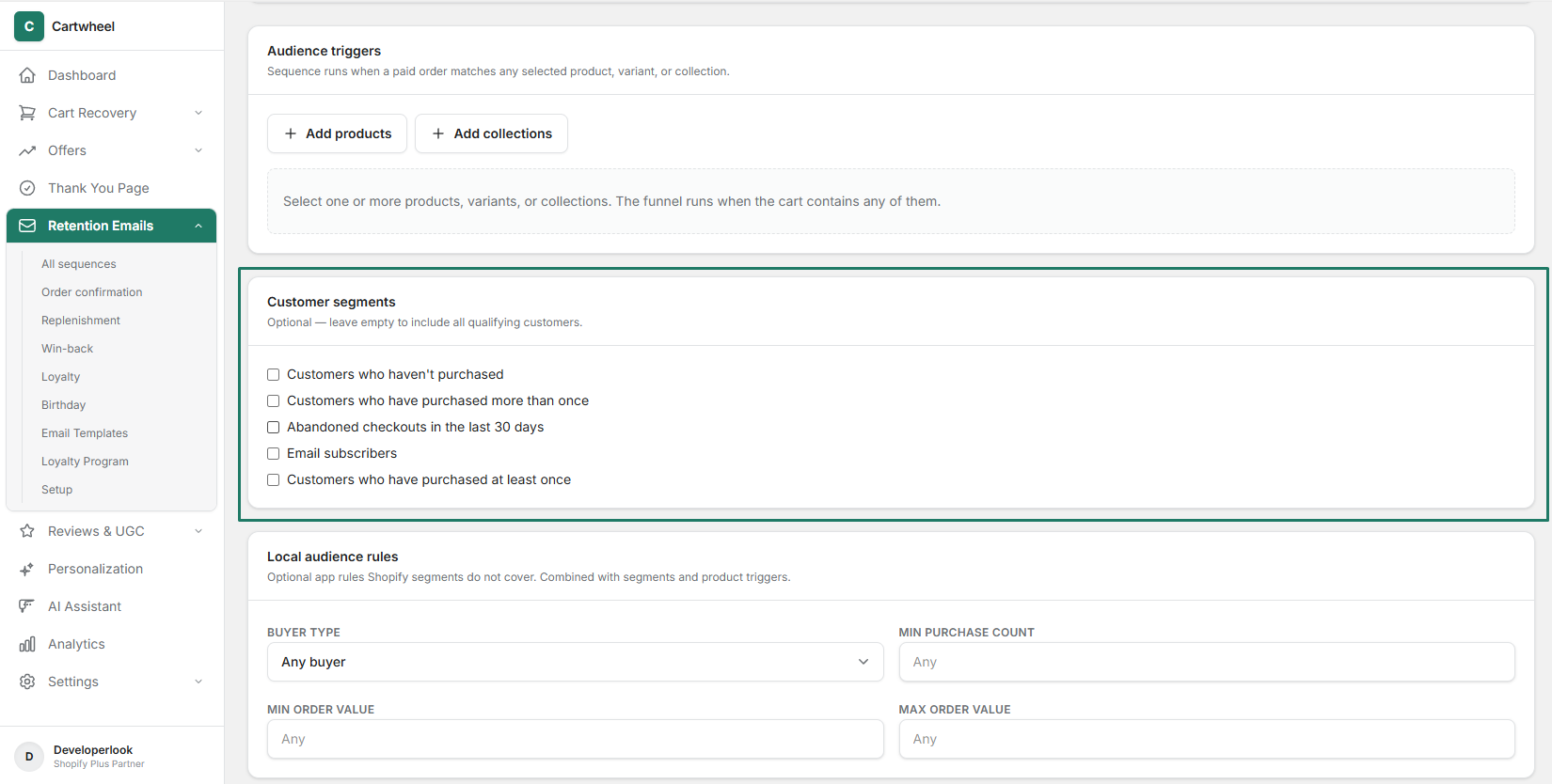 Sequence customer segment and audience matching rules